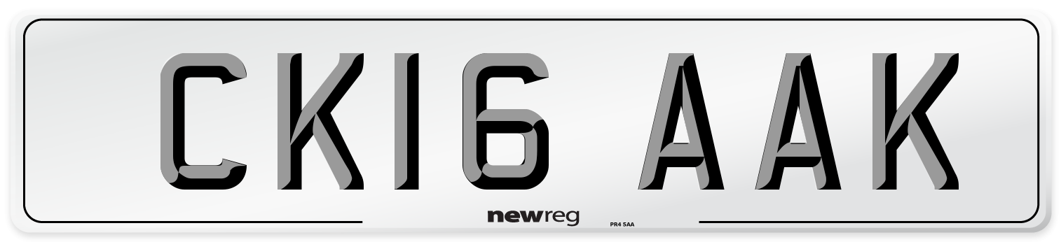 CK16 AAK Number Plate from New Reg